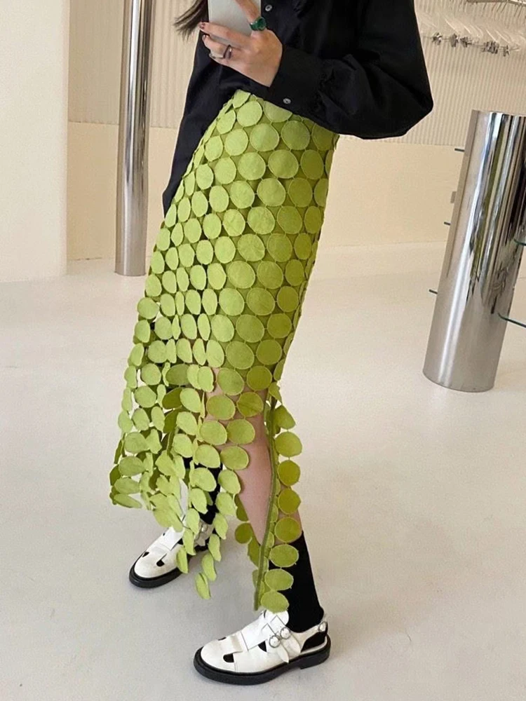 TWOTWINSTYLE, falda recortada para mujer, cintura alta, retales, borla, dobladillo Irregular, faldas por debajo de la rodilla lisas, estilo de ropa de verano para mujer