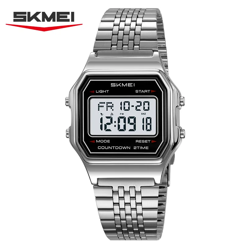 Reloj Digital de Lujo para Hombre SKMEI 2465, Reloj Electrónico de Acero Inoxidable a Prueba de Agua, Reloj Deportivo con Pantalla LED, Reloj Hombre