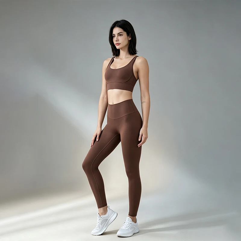 TRY TO BN Conjunto de Yoga de 2 Piezas: Sujetador Deportivo y Leggings de Cintura Alta para Mujer, Chándal de Fitness con Control Abdominal, Ropa de Gimnasio a Prueba de Sentadillas