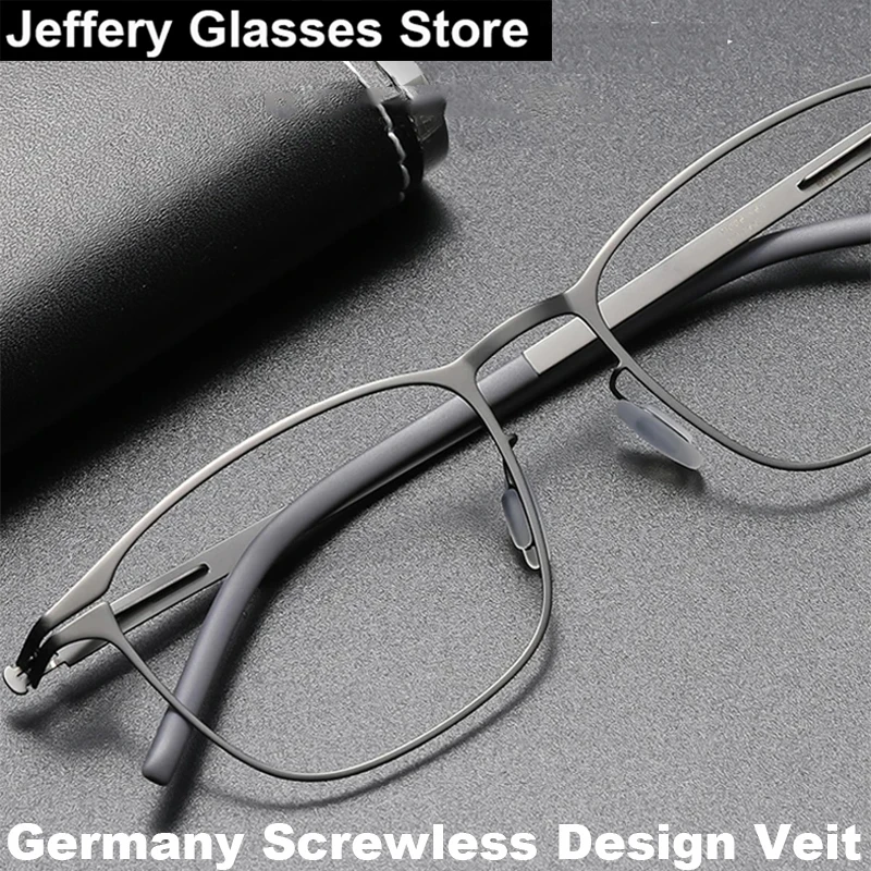 Gafas de Sol Cuadradas sin Tornillos para Hombre, Diseño de Marca, Ultraligeras (7.5g), Montura de Acero Delgada, Gafas de Negocios