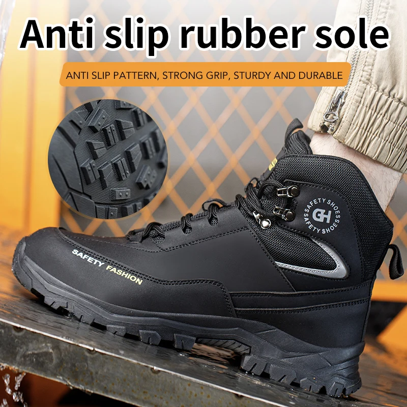 Zapatos de seguridad para construcción, botas de trabajo impermeables para hombre, zapatos con punta de acero antigolpes, zapatos indestructibles a prueba de pinchazos, zapatos de seguridad