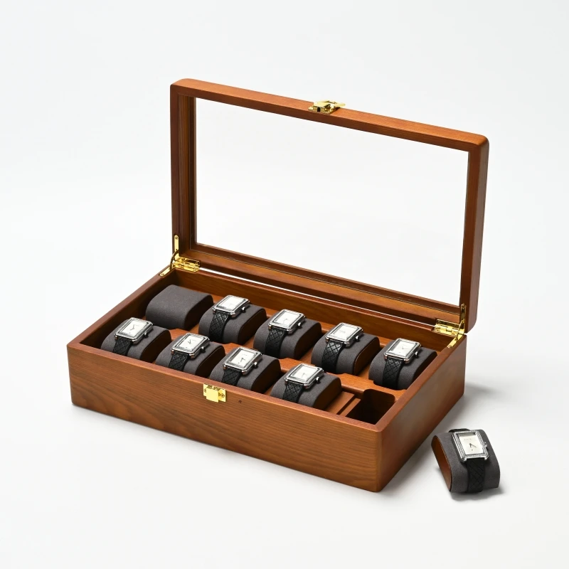 Oirlv Caja de reloj con 10 ranuras, estuche organizador de joyas, organizador de relojes, estuche de exposición multifuncional grande para relojes, caja de almacenamiento para relojes