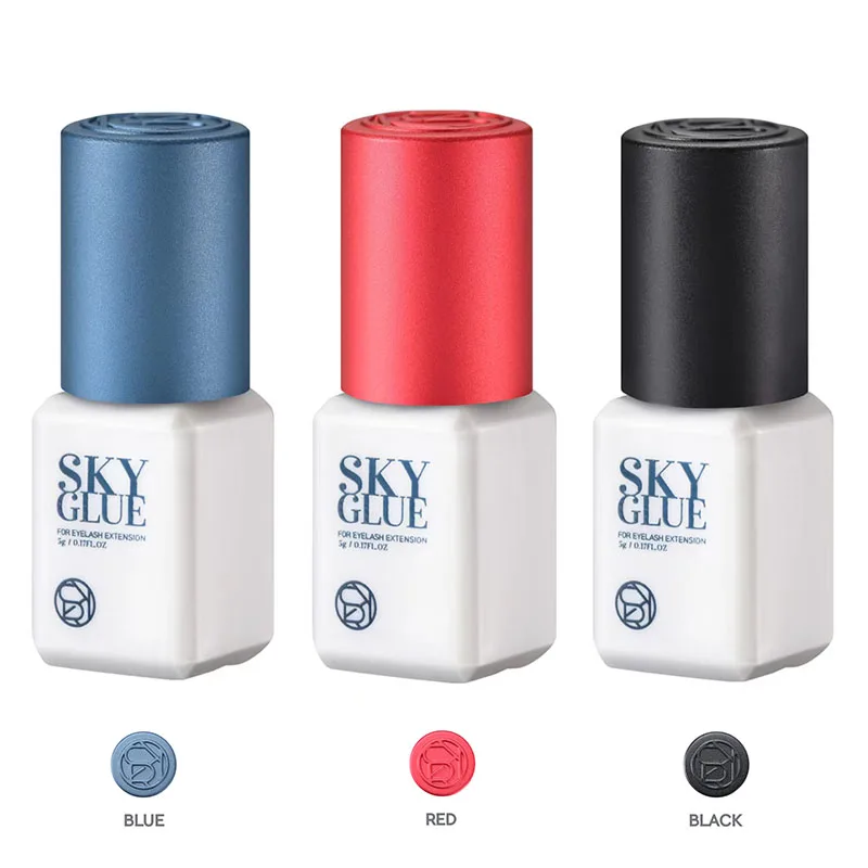 5 botellas de pegamento SKY para extensiones de pestañas, 5ml, Original de Corea Sky S + Plus, tapa negra, roja y azul, nuevo paquete, tienda de adhesivos para pestañas postizas