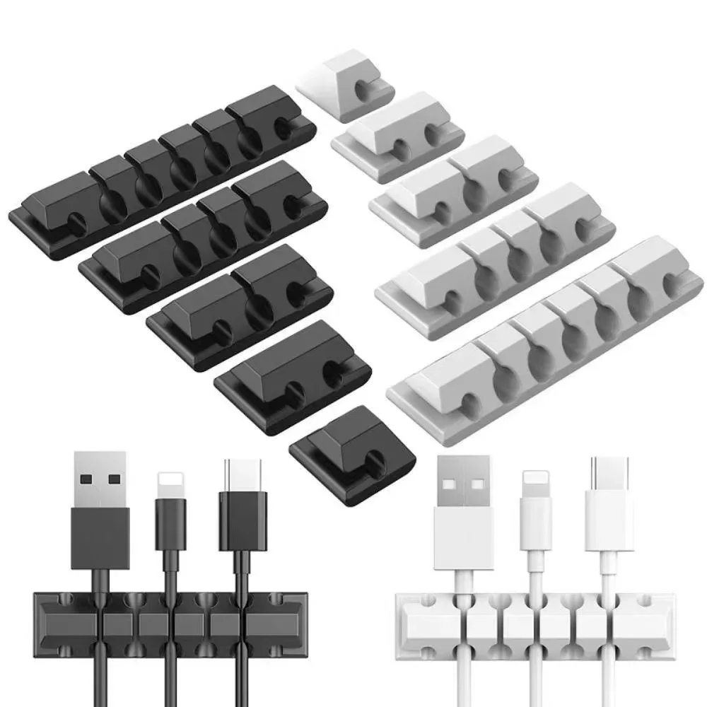 Clips organizadores de cables USB de silicona para coche, hogar, oficina, escritorio, gestión ordenada de cables, enrollador de cables para ratón y teclado
