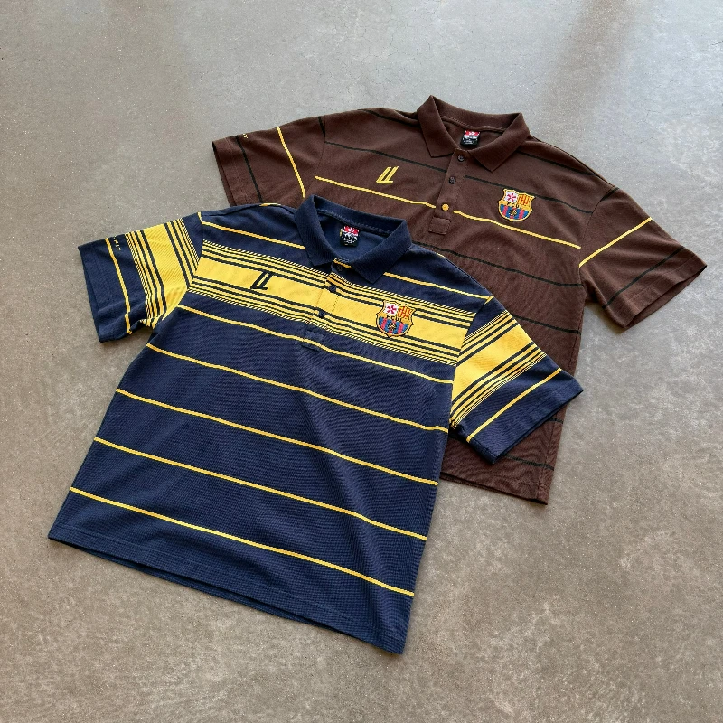 Camiseta Polo Y2K Barça Retro Bicolor con Logo Bordado para Hombre y Mujer, Sudadera Casual de Estilo Urbano Unisex, Camiseta Polo Holgada