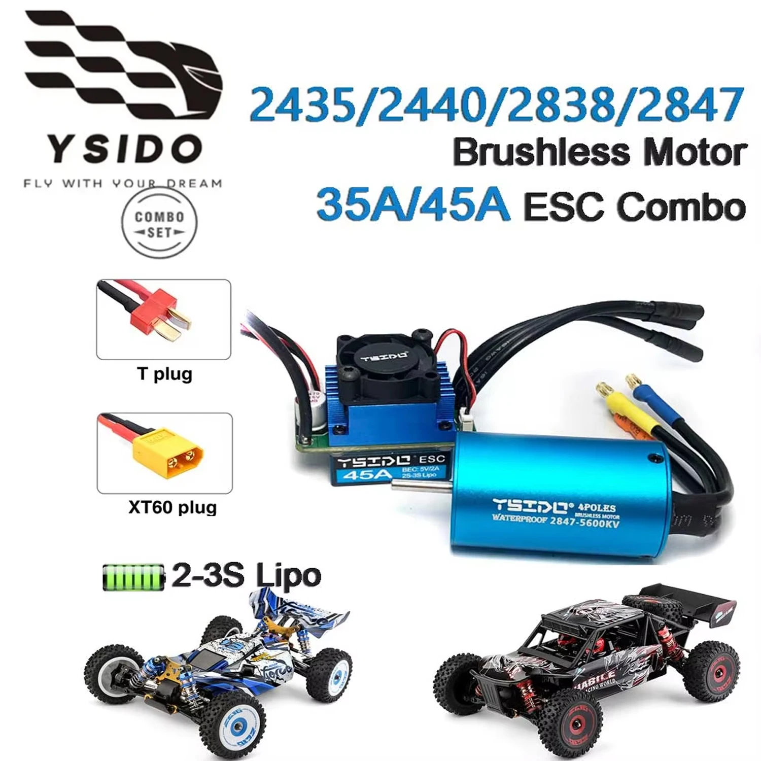 Motor sin escobillas para coche teledirigido, Combo ESC para Wltoys 2435, Remo Hobby XLH Timaya Redcat 2440, 2838/2847, 124016, 1/12, 1/14, 1/16