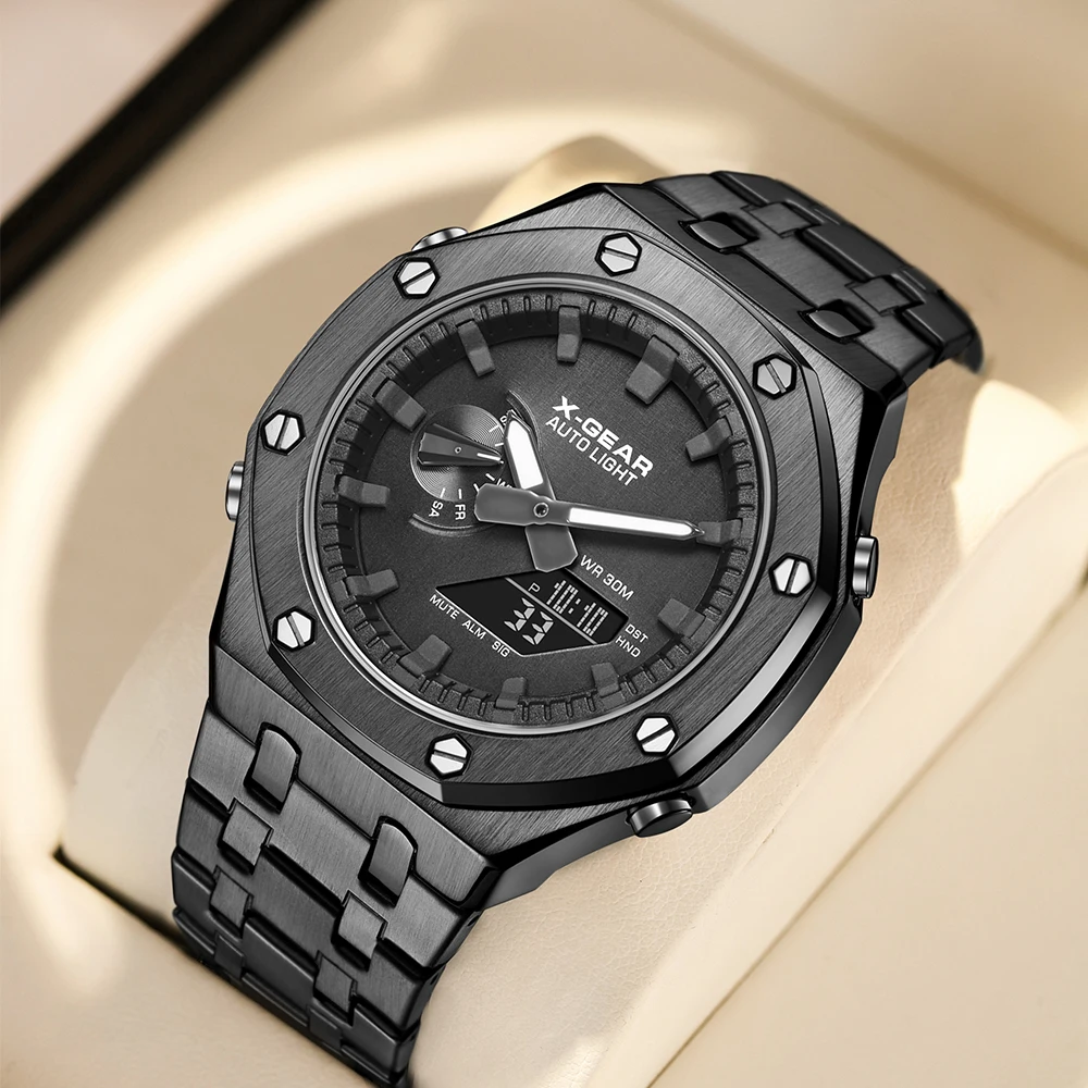 Reloj de Cuarzo Casual y Elegante para Negocios, Reloj de Pulsera Impermeable, Relojes Deportivos para Hombre, Reloj Electrónico Multifuncional para Hombre de Negocios