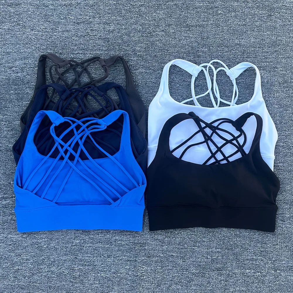Nuevo Sujetador deportivo para Fitness para mujer, Push Up, espalda cruzada, a prueba de golpes, para correr, entrenamiento de gimnasia, entrenamiento, ropa interior de Yoga, Tops cortos