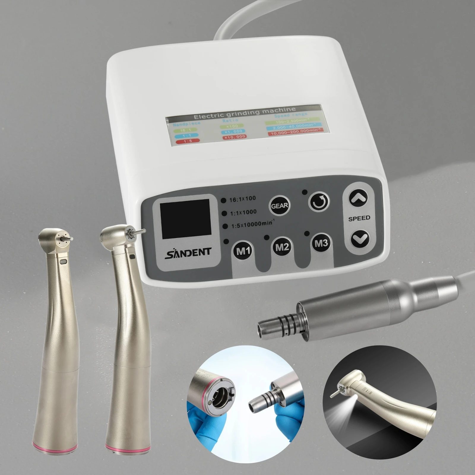 Micromotor eléctrico sin escobillas LED electrónico Dental, contraángulo creciente 1/5, estándar/Mini pieza de mano de cabeza