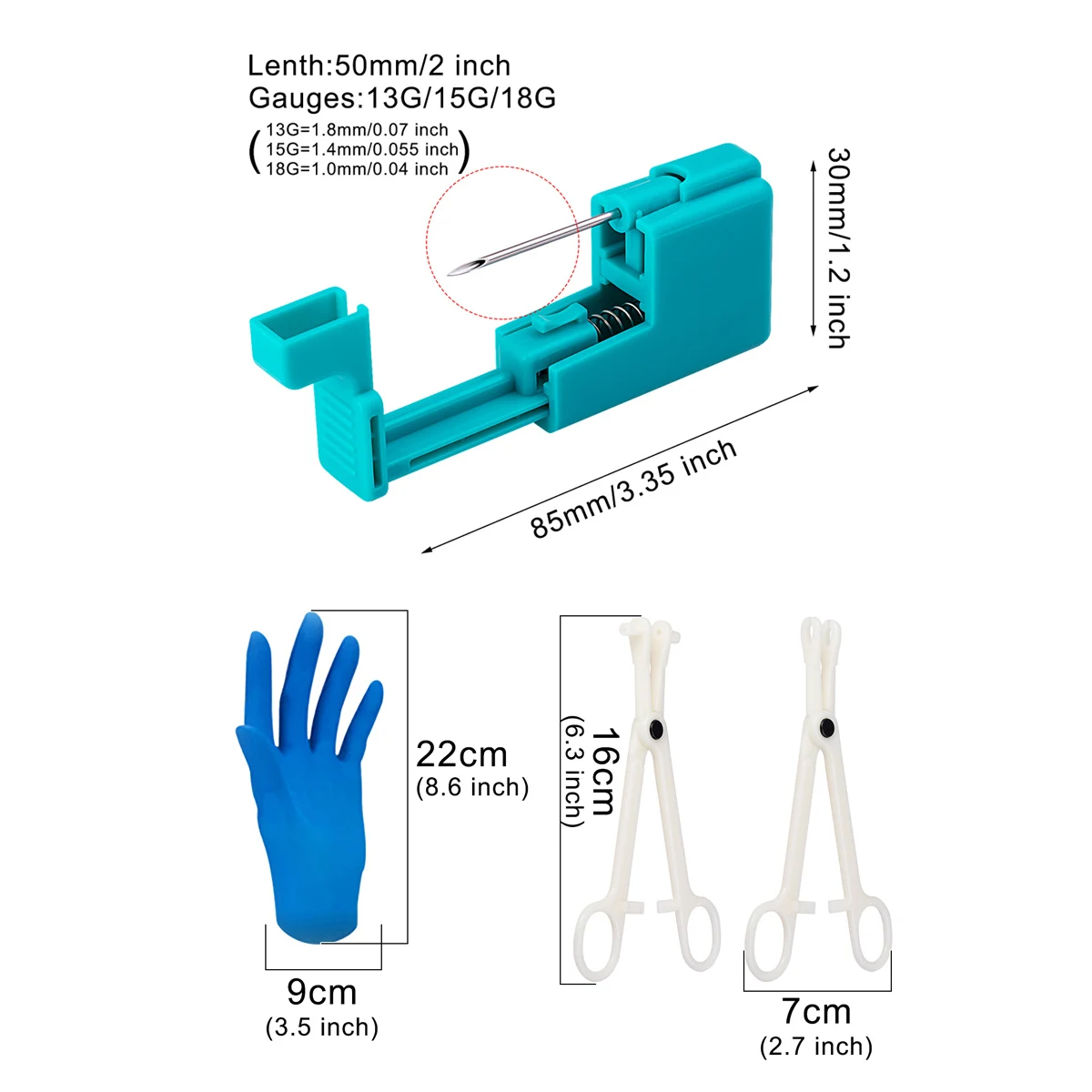 Kit de perforación corporal, herramienta, pistola para Piercing, labio, nariz, lengua, cartílago, ceja, ombligo, fácil de usar, joyería para Piercing corporal para mujeres y hombres