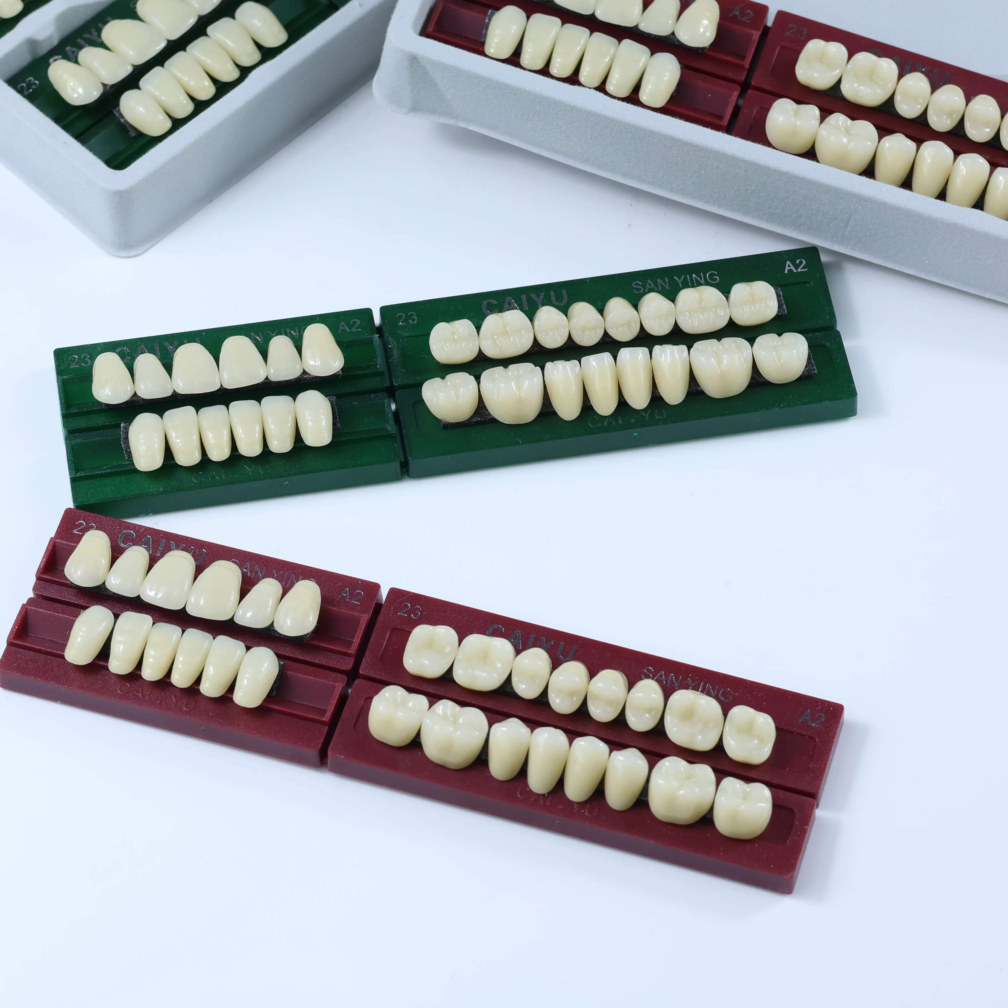 Dientes de resina sintética acrílica Dental, modelo de enseñanza de dientes de boca completa Anterior Posterior, modelo de dientes permanentes, caja de 96 unids/set