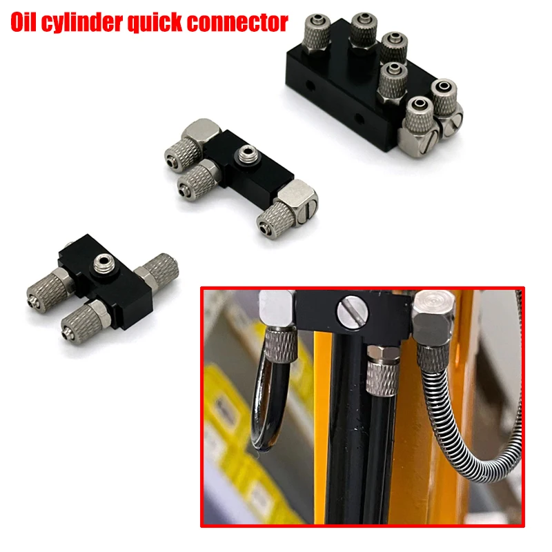 Conector rápido de cilindro hidráulico CNC de aleación de aluminio para 1/14 Tamiya RC camión remolque Scania 770S Actros Volvo MAN LESU piezas
