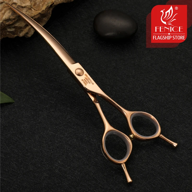 Fenice-Tijeras profesionales JP440C para perros, tijeras curvadas con tornillo de diamante, dientes pequeños, 6,25/6,75 pulgadas