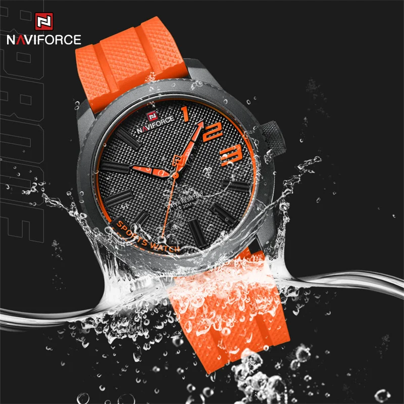 NAVIFORCE, reloj de cuarzo de marca de lujo para hombre, correa de silicona, relojes militares, reloj de pulsera resistente al agua 30ATM, reloj Masculino 2022