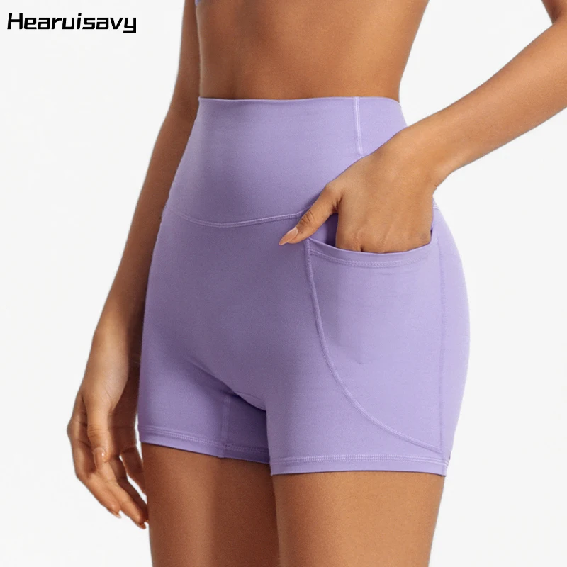 Shorts Deportivos Hearuisavy de Verano con Bolsillos, Leggings de Gimnasio para Mujer, Shorts de Ciclismo de Secado Rápido, Ropa de Yoga, Shorts Deportivos de Cintura Alta