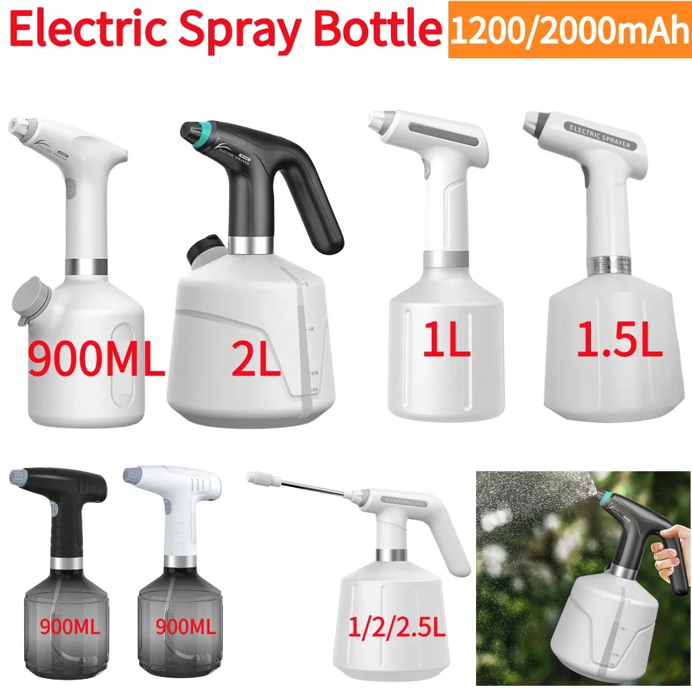 Botella de Spray eléctrica para plantas, rociadores automáticos de 0,9/1/1.5/2L, boquilla ajustable con carga USB de 2000mAh, herramienta de jardín