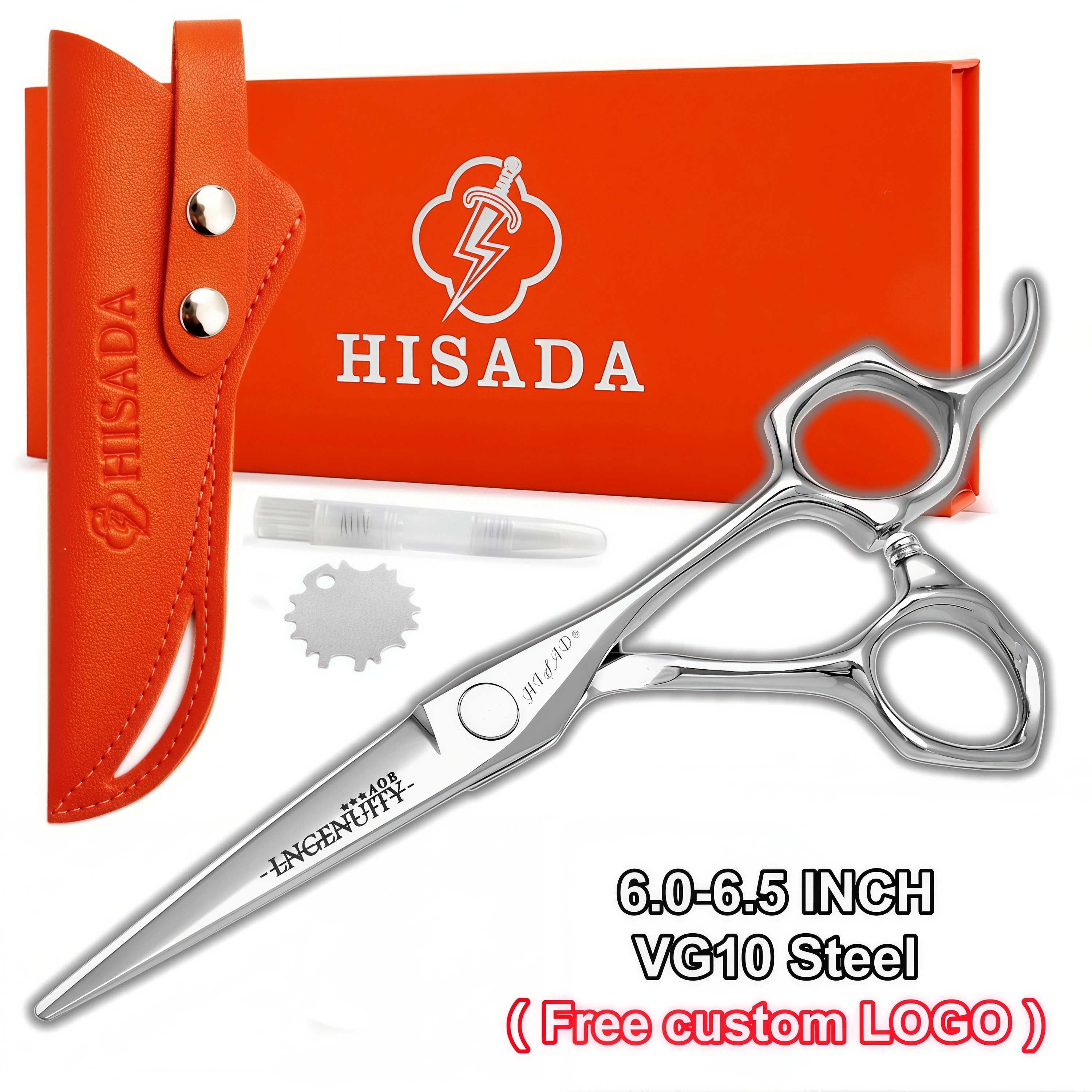 Tijeras de peluquería HISADA, tijeras profesionales para cortar el cabello de 6.0 pulgadas, acero VG10 japonés hecho a mano, súper afiladas y resistentes al desgaste