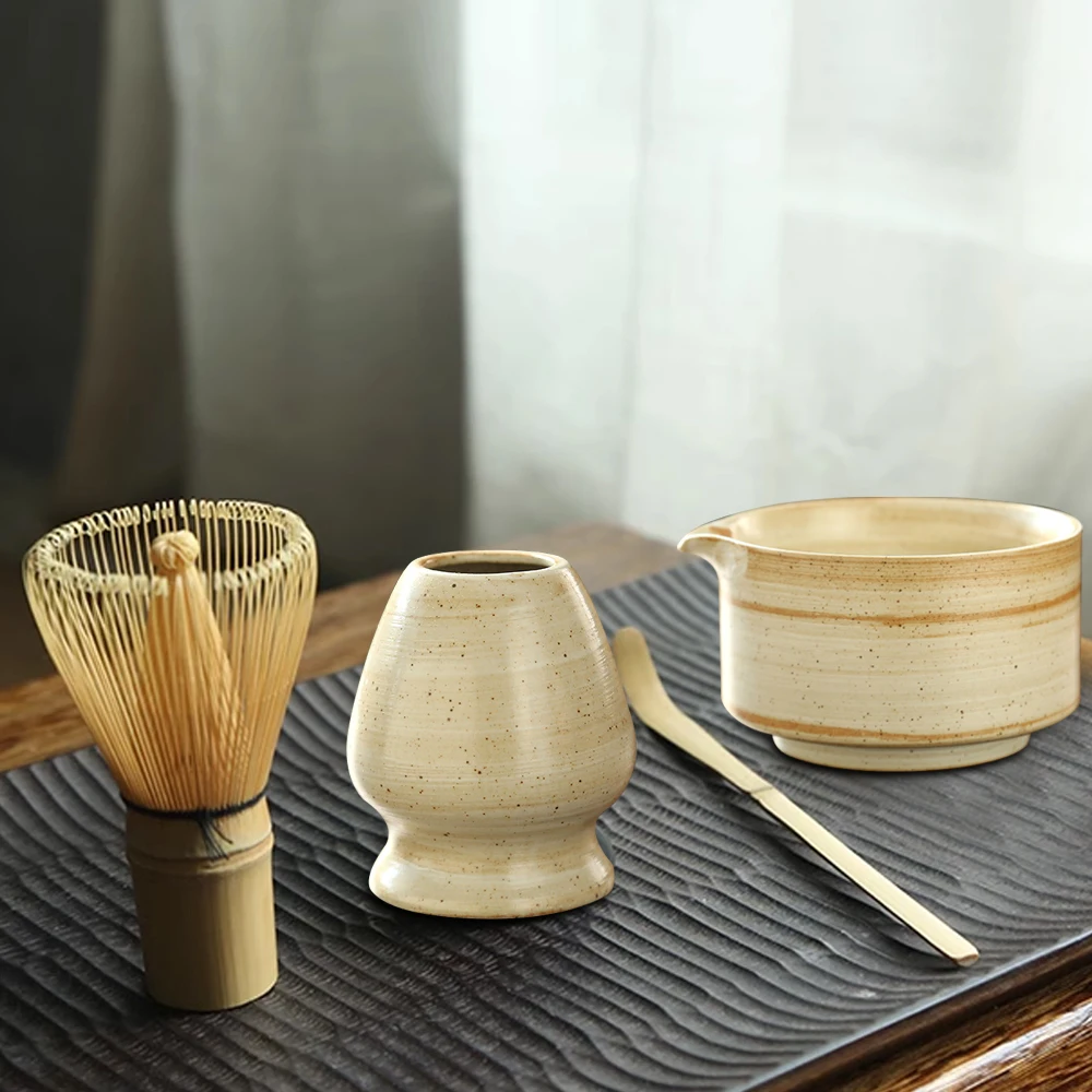 Juego de té Matcha japonés, batidor de bambú seguro, cucharadita, juegos de té, tienda de bebidas interior, accesorios de herramientas para hacer té, 4 Uds.