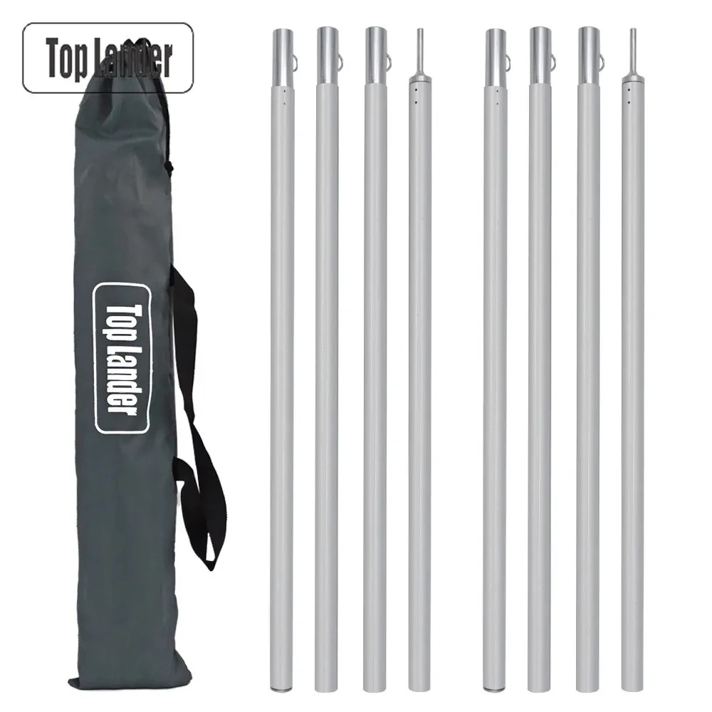 Carpa de lona ajustable de 2m, poste de aleación de aluminio, barra de palo para estante grueso, toldo ligero para acampar al aire libre, postes de soporte