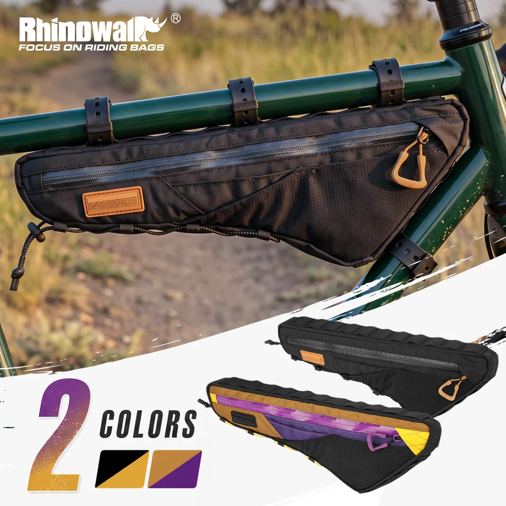 Bolsa para Cuadro de Bicicleta Rhinowalk de 1.7L, Bolsa Triangular de Almacenamiento para Bicicleta con Puerto para Cable, Cordón Elástico y Correa para el Hombro para Ciclismo de Montaña y Carretera