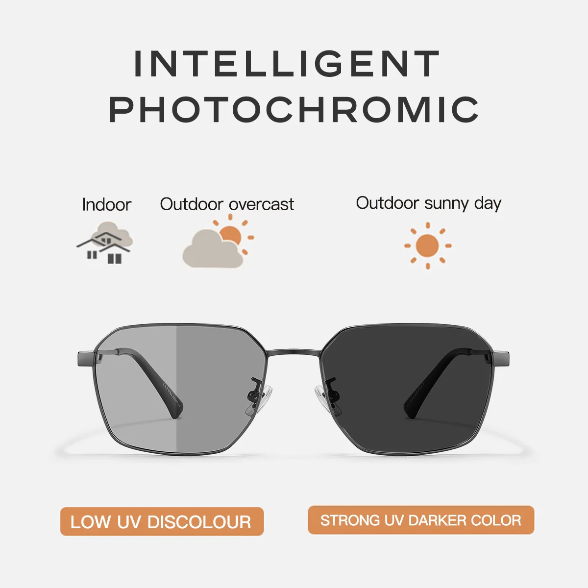 CAPONI gafas de sol polarizadas para hombre, diseño de marca para exteriores, gafas de sol negras para conducir, protección UV400, gafas fotocromáticas grises BS24708