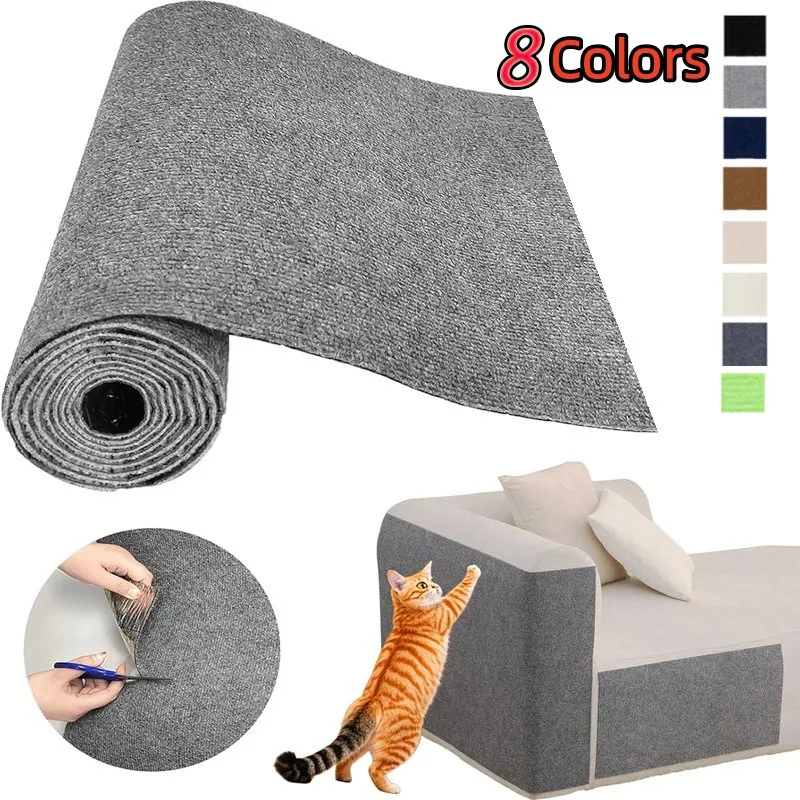 Alfombrilla rascadora para gatos autoadhesiva de 8 tamaños, recortable, protector de muebles y sofás, almohadilla rascadora DIY para gatos para esquinas de sofá y pared