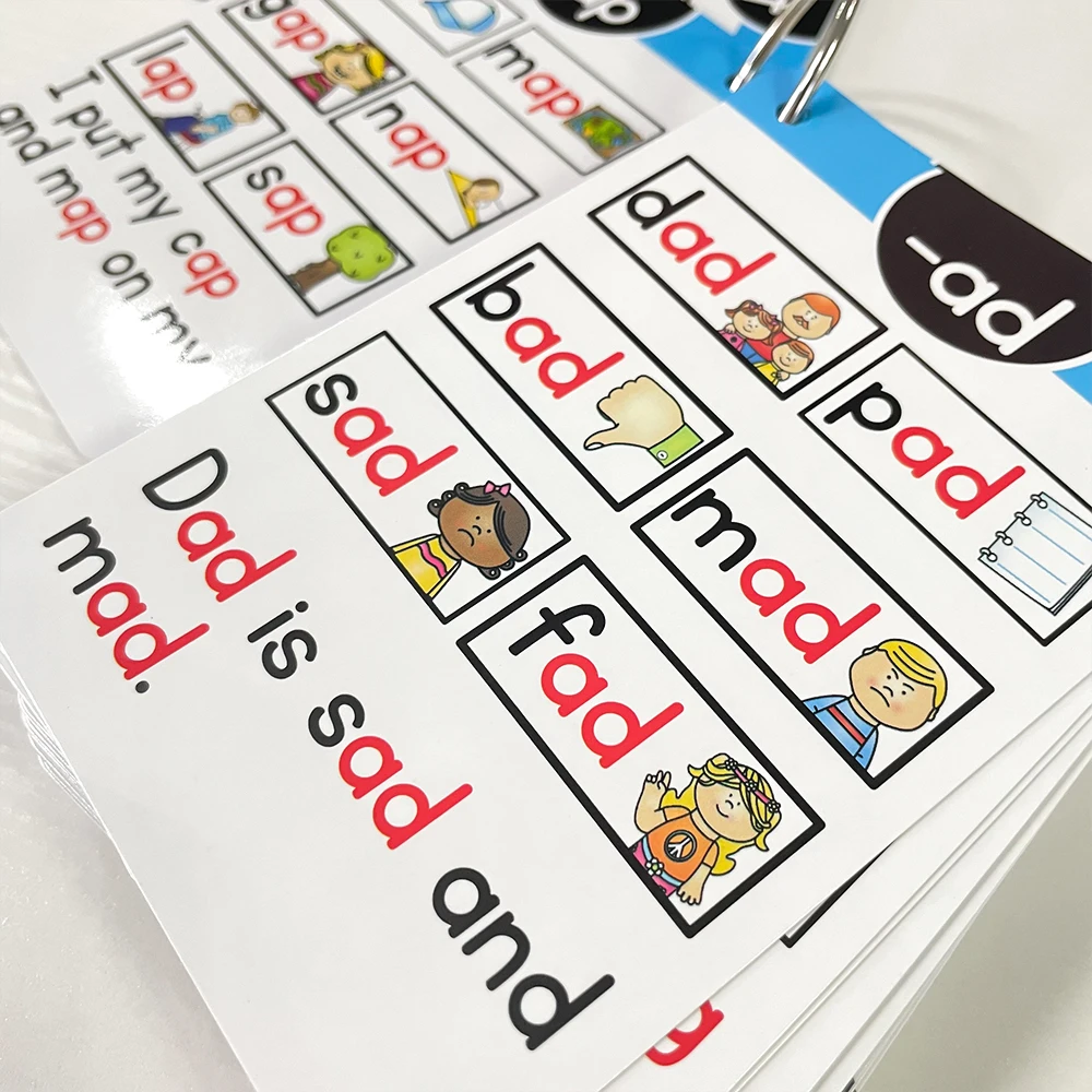 Tarjetas de aprendizaje de fonética en inglés Montessori, juguetes educativos para guardería para niños, tarjetas didácticas de ayuda para enseñanza de profesores