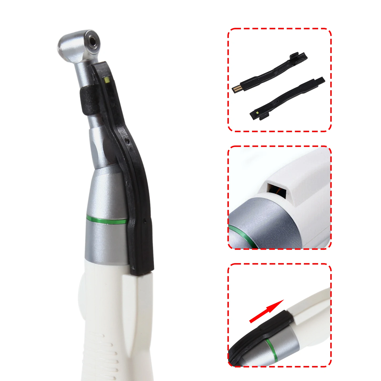 Motor de amoladora de pulido de luz LED Dental, pieza de mano de contraángulo 4:1, recargable, herramientas de molienda de dentista