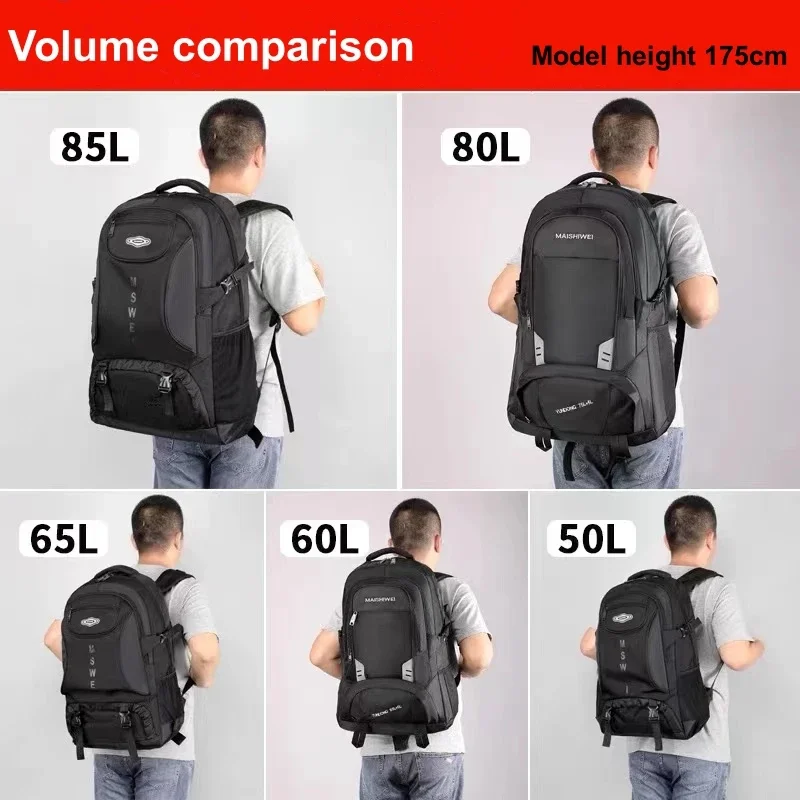Mochila de senderismo para hombre de 65L y 85L, mochila impermeable de gran capacidad para acampar y escalar montañas, bolsa de equipaje de viaje