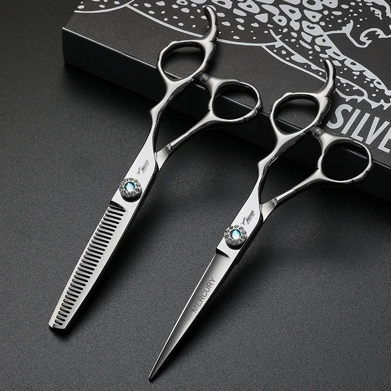 Tijeras de Peluquería para Cortar y Entresacar Cabello, Tijeras de Barbero de 6 Pulgadas, Herramientas de Peluquería, Tijeras Profesionales de Alta Calidad