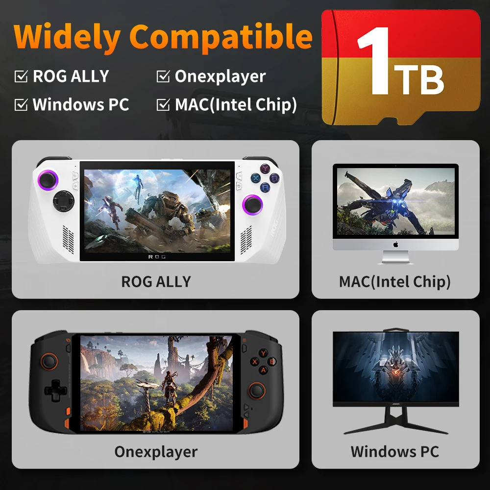 Tarjeta de juego TF para ROG ALLY/Rog ALLY X/Wins Handheld/PC Playnite y consola de juegos Retrobat 52400 + AAA/juegos Retro para PS3/PS2/Switch