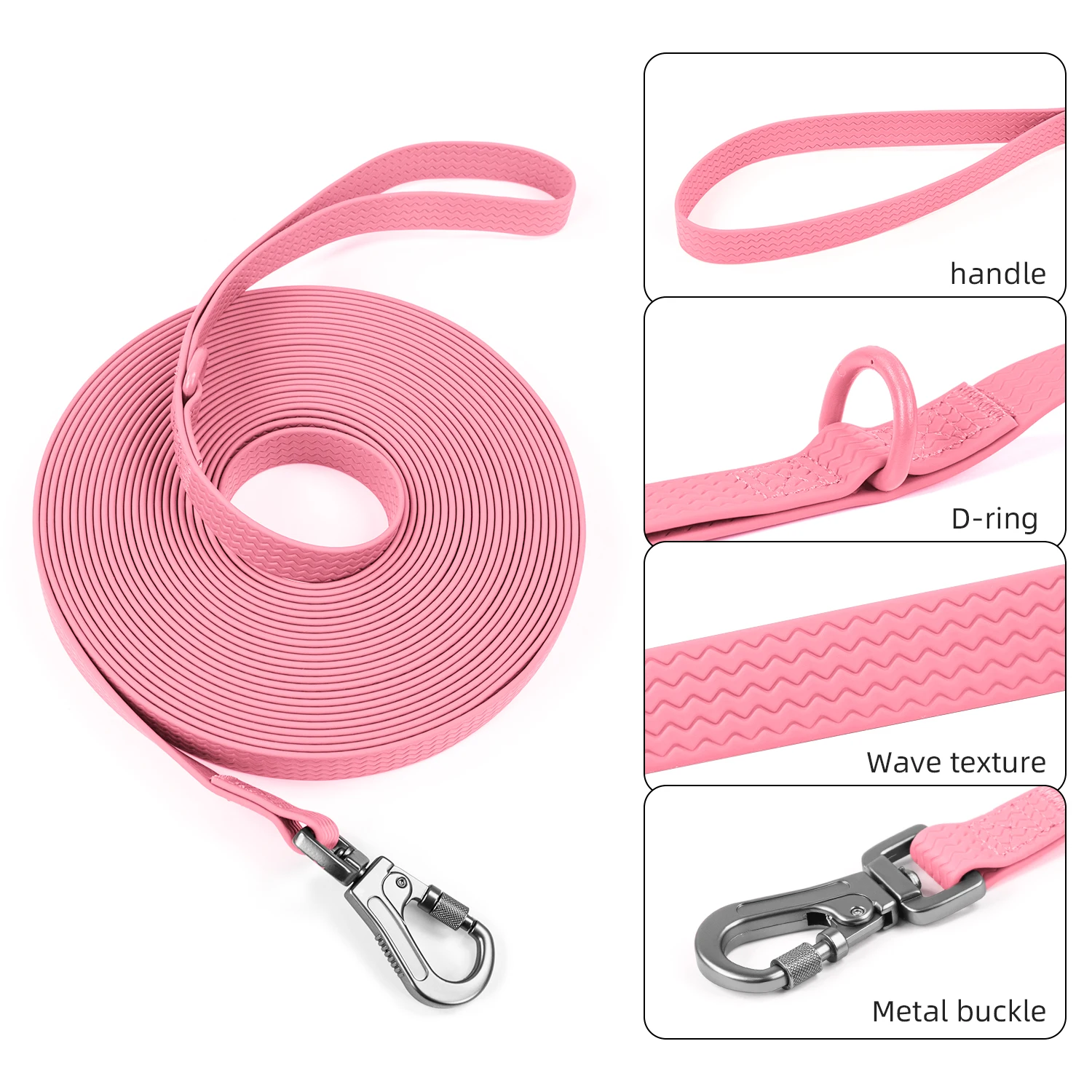 Correa para Perro de PVC de 1.8M 3M 5M 10M, Correa de Entrenamiento para Perros Grandes y Medianos, Antideslizante, Impermeable y Fácil de Limpiar, Correa Larga y Resistente