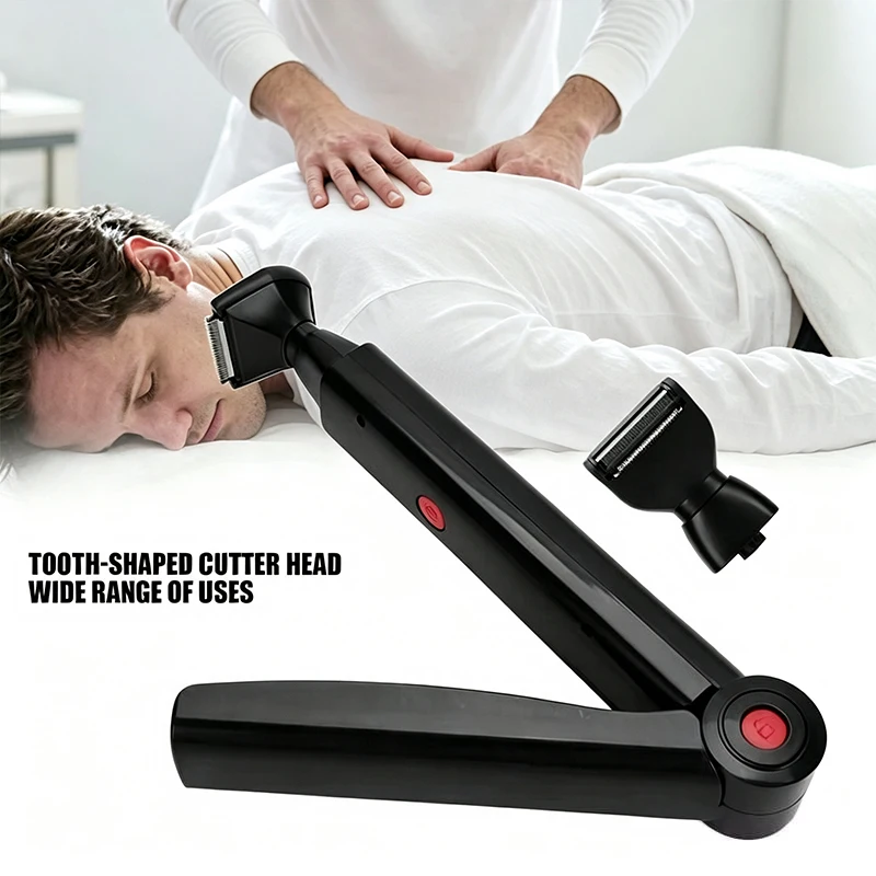 Afeitadora eléctrica para espalda 2 en 1, maquinilla de afeitar Facial, recargable, mango plegable, depilación trasera, peluquero corporal para hombres