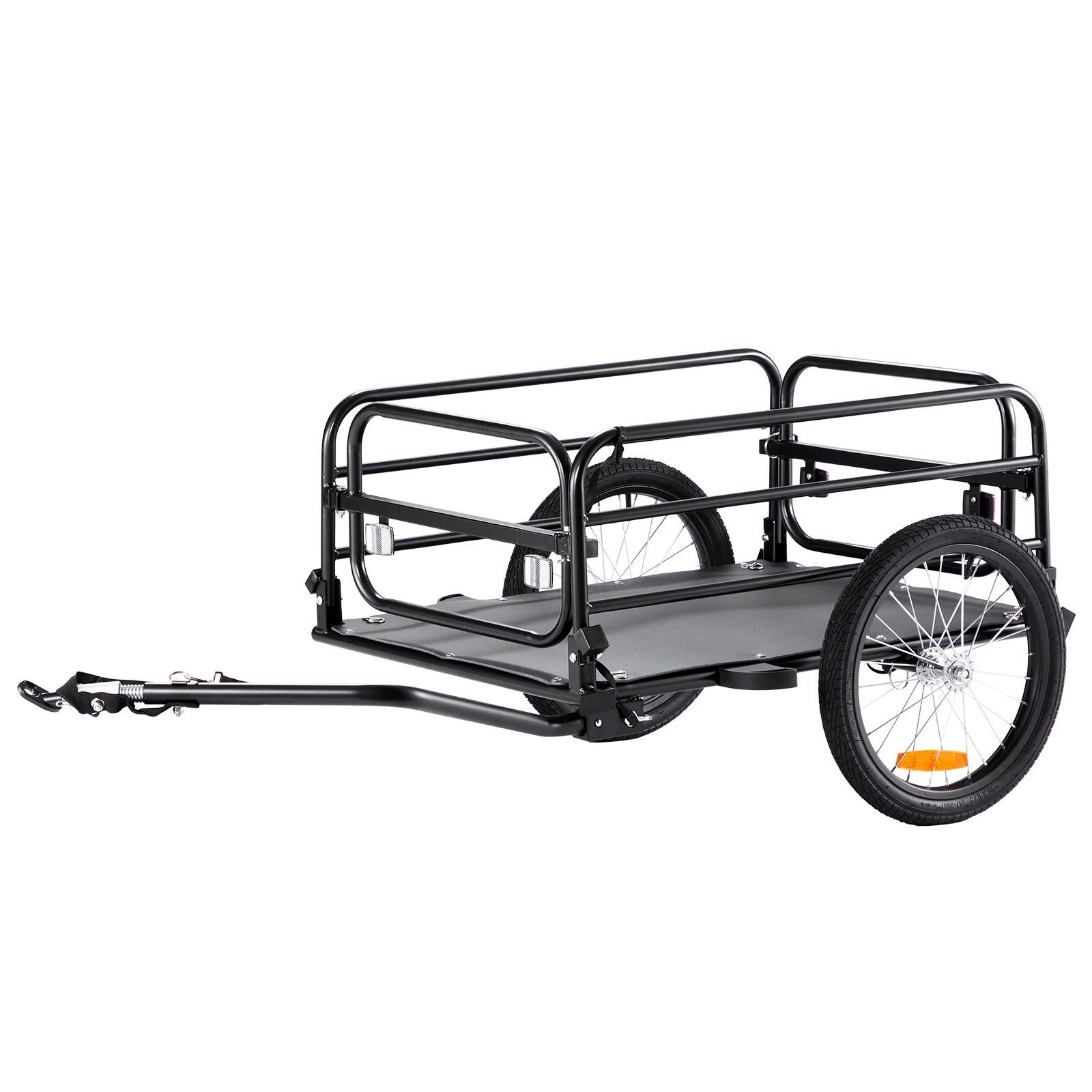 SucceBuy, remolque de carga para bicicleta de 160 libras, carrito de almacenamiento plegable para bicicleta con ruedas de 16 ", reflectores seguros para ruedas de bicicleta de 22"-28"