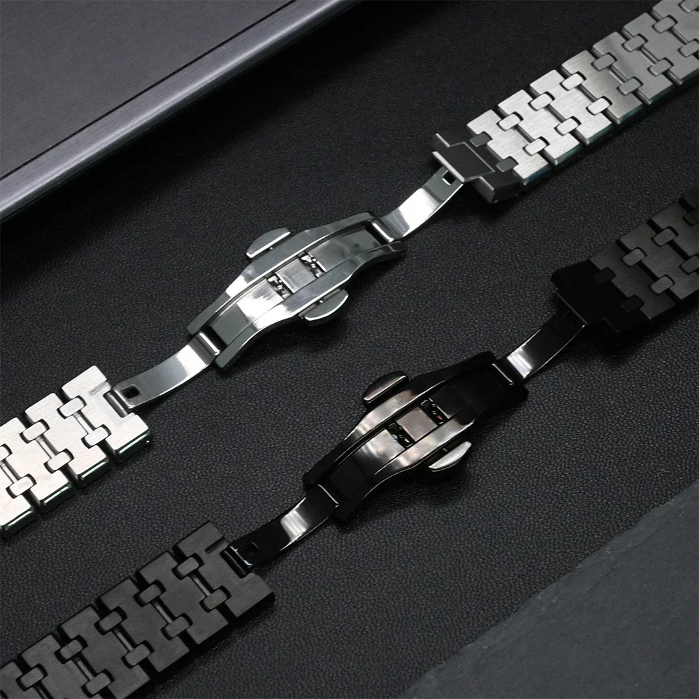 Correa de acero inoxidable para Samsung Galaxy Ultra2, pulsera de Metal de lujo de 47mm para Galaxy Watch 9/8/8 Classic 40/44/46mm, correa para hombre