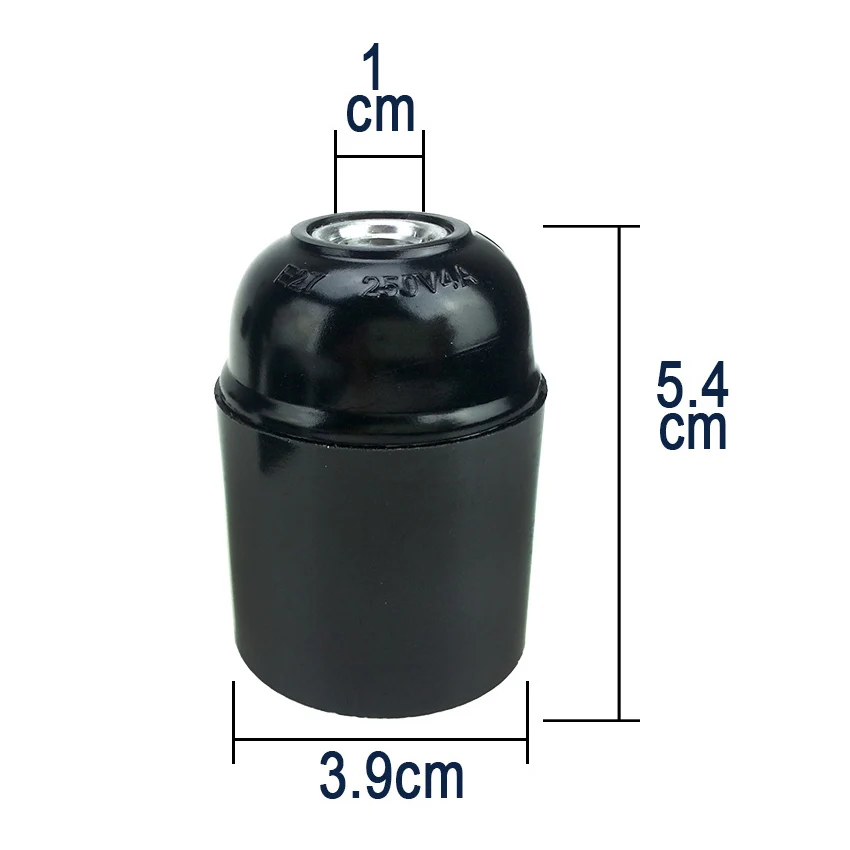 Portalámparas de baquelita autoblocante E27 negro, tornillo de tapa de aluminio E14, cabezal de luz LED, Base de bombilla de escritorio para suelo, 4A, 250V