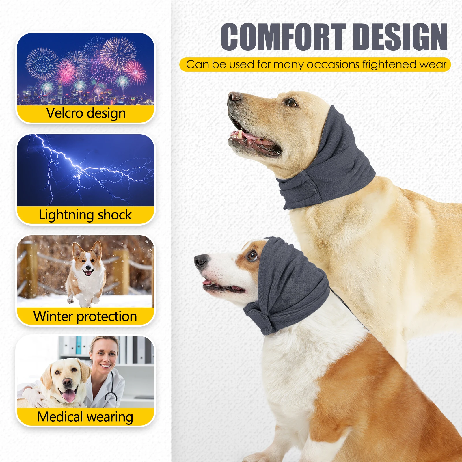 Sudadera Calmante para Perros con Orejeras Reductoras de Ruido para Aliviar la Ansiedad - Diadema Suave con Orejeras para Perros