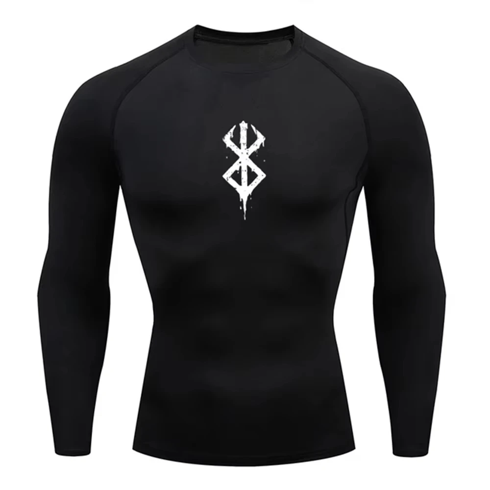 Camiseta de compresión para hombre, camisetas de Anime Berserk Guts para gimnasio, correr, Fitness, ropa deportiva ajustada, camiseta deportiva transpirable de manga larga