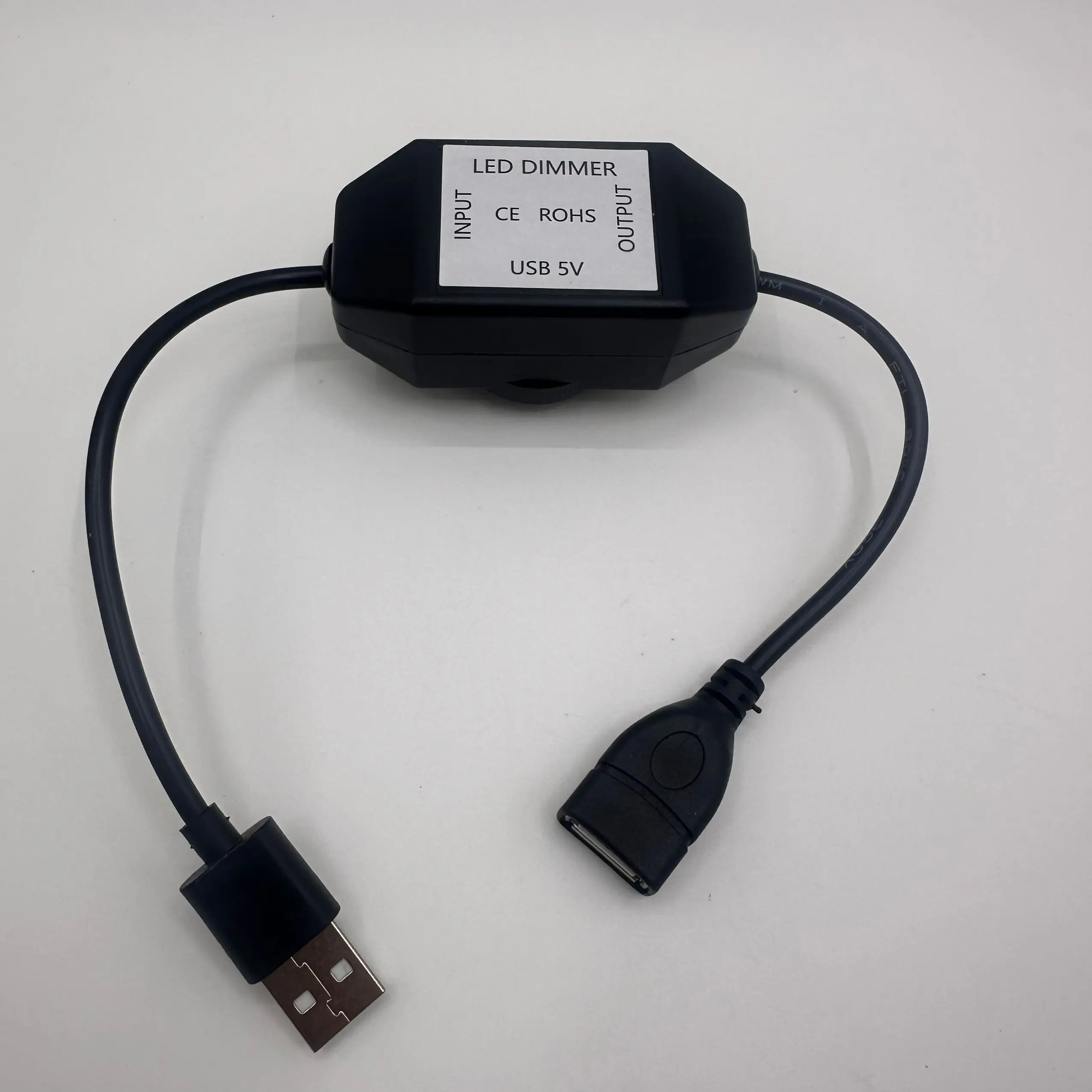 Regulador de intensidad de perilla LED, cable de extensión USB hembra a macho de 5V CC con controlador de encendido y apagado giratorio, blanco y negro para tiras de luces LED