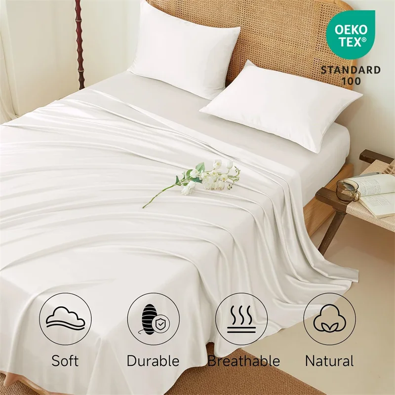 Juego de Sábanas de Seda 100% de Lujo, Juego de Ropa de Cama de Seda de Morera, Tamaños Individual, Matrimonial, Queen y King, Sábana Ajustable, Sábana Plana y Funda de Almohada