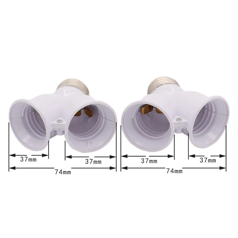 Base de lámpara blanca E27 a 2 E27, iluminación Led, convertidor de casquillo de bombilla de doble tornillo, soporte de lámpara halógena de luz LED de ahorro 3A