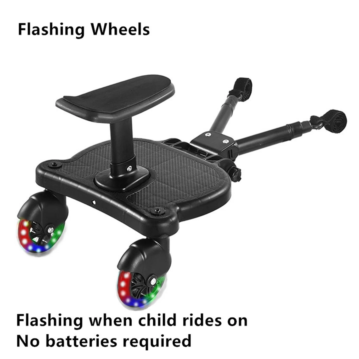 Plataforma universal para cochecito 2 en 1, plataforma de doble propósito para montar de pie y sentado, adaptador de pedal con asiento desmontable para cochecito.