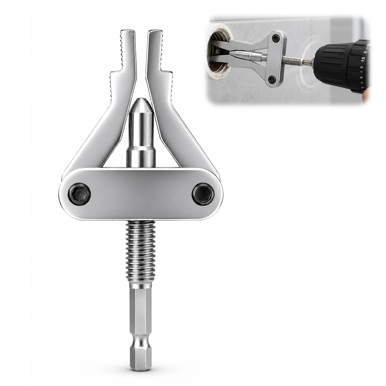 Extractor de Tuberías, Herramienta para Extraer Roscas Rotos, con Vástago Hexagonal para Taladro Eléctrico, para Tuberías de PPR, PVC, Plástico y MPP, DN20/25/32, 1/2″, 3/4″, 1″ Pulgada