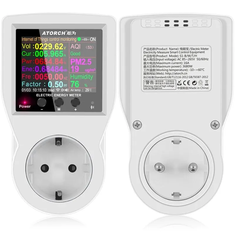 AC85-265V 16A Tuya WIFI enchufe inteligente vatímetro Digital consumo de electricidad energía Kwh con interruptor medidor de energía