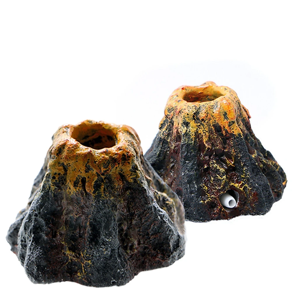 Acuario volcán burbuja piedra pecera decoración volcán paisaje rocalla puede instalar bomba de oxígeno adorno artesanal para el hogar