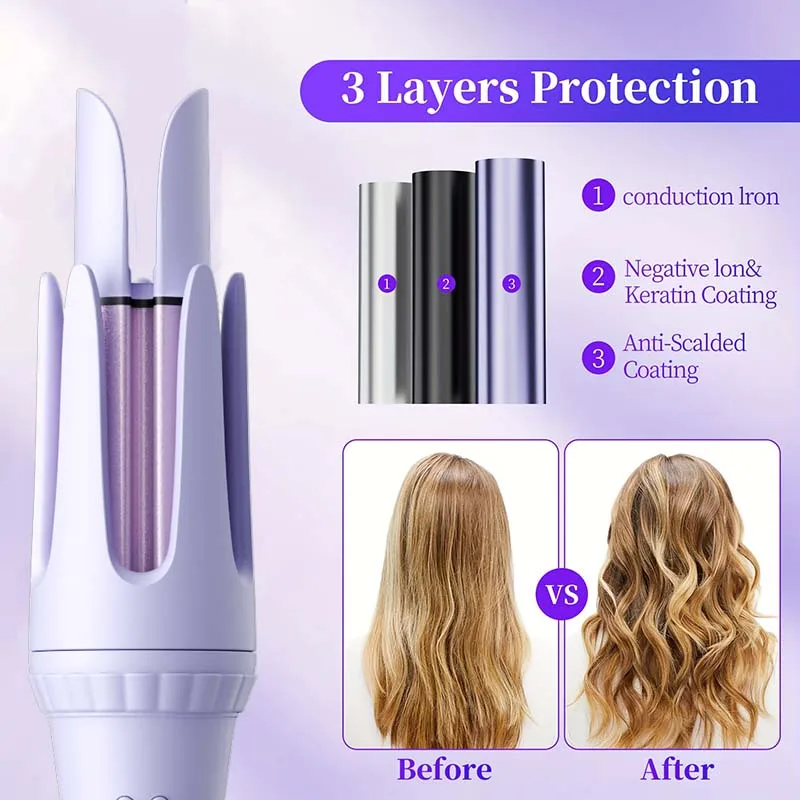 Rizador de Pelo Automático de 32 mm, Rizador de Pelo Giratorio de Cerámica, Herramienta Profesional para Ondular el Pelo, Rizador de Pelo para Cabello Largo
