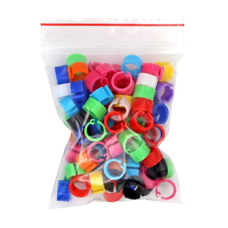 100 Uds. Anillo para pies de pájaros, anillos de Clip de plástico para pájaros, palomas, codorniz, anillo para pies, transportador de animales de granja, accesorios para palomas, suministros para pájaros