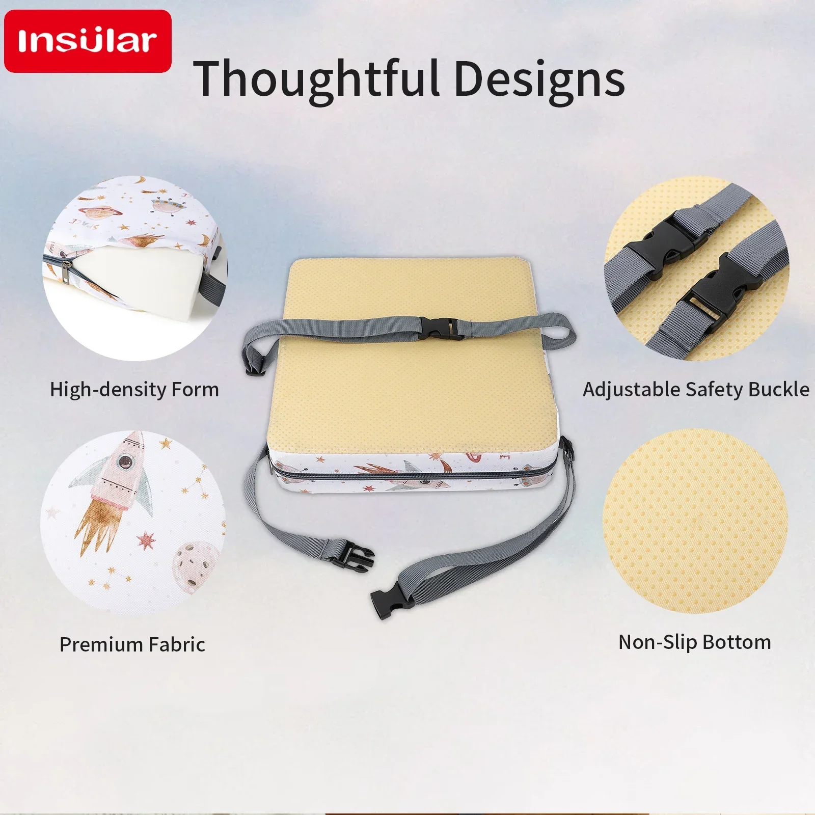 Cojín elevador para silla de comedor de bebé, asiento extraíble para trona para niños, cojín elevador para silla de estrella, asiento impermeable para silla infantil