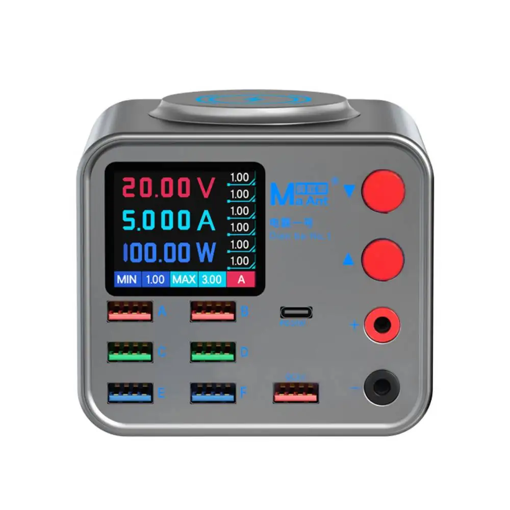 DianBa No. Cargador rápido multifunción LCD de 8 puertos, carga inalámbrica, detección de línea de datos de corriente para teléfono móvil, reparación de grabación, 1 PD