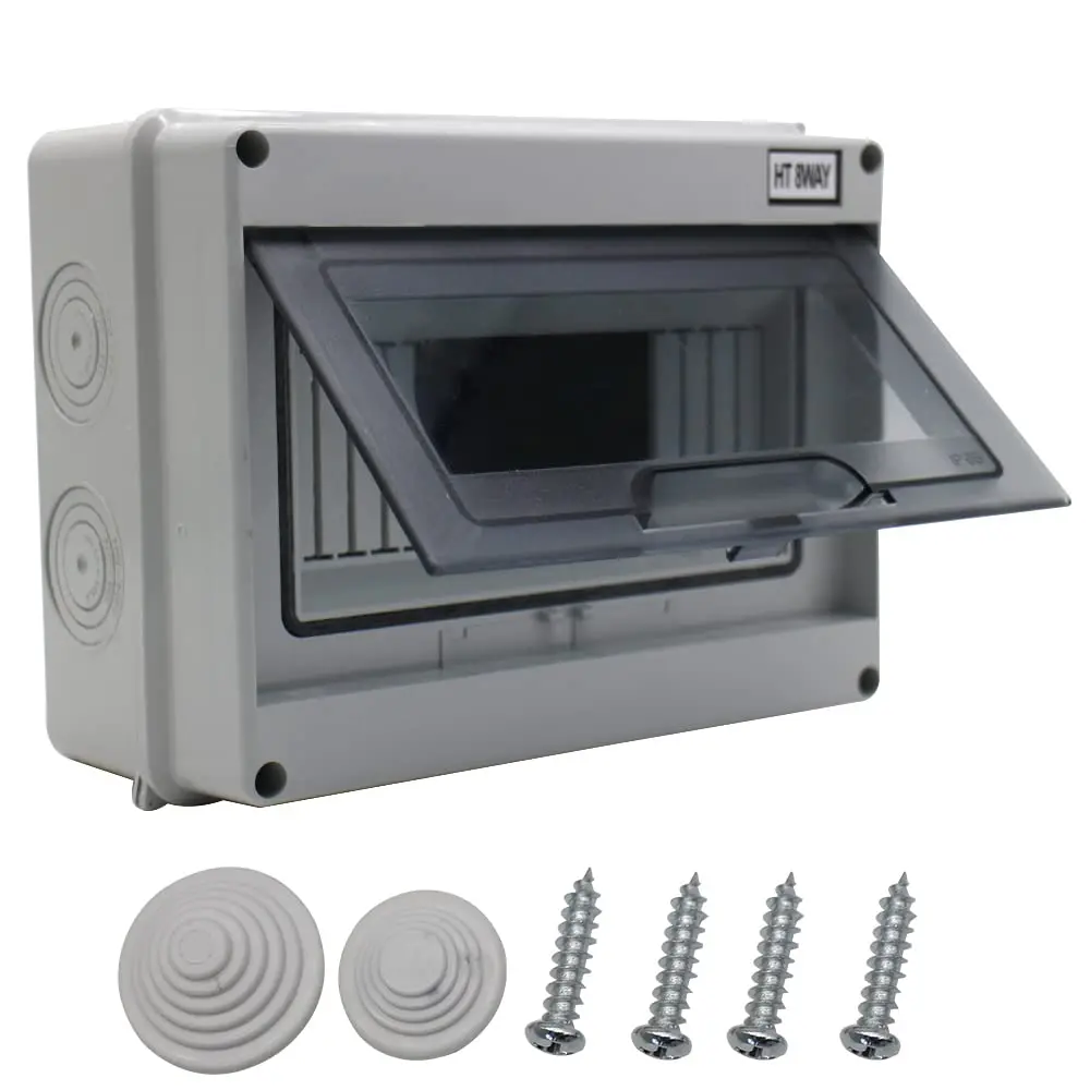 Caja de Distribución MCB de 8 Vías para Riel DIN, IP65, ABS, con Cubierta Transparente, para Interruptores de Circuito de Pared en Interiores